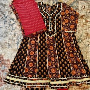 Women’s Red and Black Indian Anarkali Dress Set